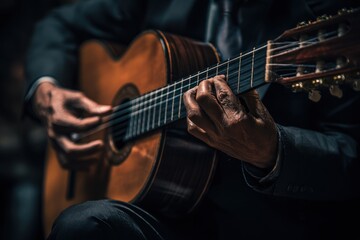 Flamenco Guitarist. Classic Acoustic Guitar Player Performing Spanish Music