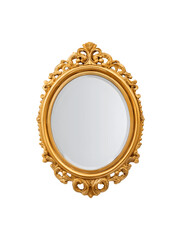 Vintage-style mirror featuring a luxurious gold finish
