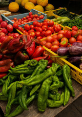 Vibrant market vegetables evoke Harvest Moon Festival, neon-colored abundance symbolizing Earth's eclectic canvas of renewal and sustenance