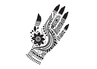 hand mehndi logo silhouette vector, mehendi silhouette vector illustration, mehndi henna tattoos silhouette vector, wedding mehndi design logo silhouette vector on white background 