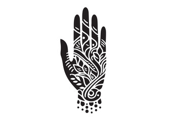 hand mehndi logo silhouette vector, mehendi silhouette vector illustration, mehndi henna tattoos silhouette vector, wedding mehndi design logo silhouette vector on white background 