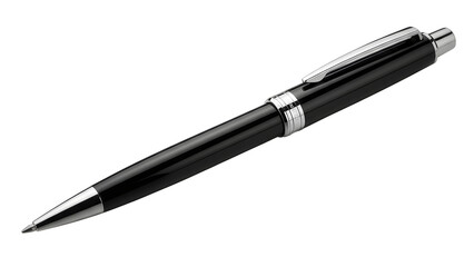 A sleek black ballpoint pen for writing and signing documents office and school supply stationery item tool on transparent background