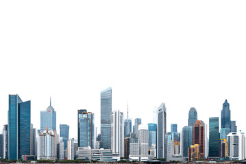 Obraz premium Majestic skyline of futuristic urban downtown skyscrapers in a photography style