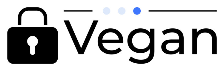 Padlock symbol next to Vegan wordmark, emphasizing security and trust. Ideal for ethical business, data protection, branding, digital identity, web design, certifications, simple landing page