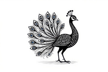 Fototapeta premium A cartoon peacock vector illustration showing a beautiful bird with colorful feathers