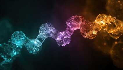 Colorful abstract representation of molecular or atomic structures with glowing effects