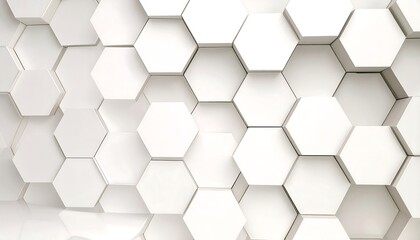 Fototapeta premium Abstract White Hexagonal Pattern Background Texture