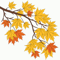 Aesthetic autumn scene featuring a tree branch laden with golden leaves against a soft background landscape
