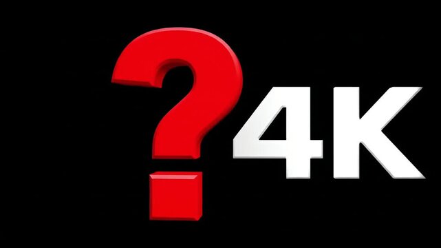 Red Question Mark and 4K Text on Black Background