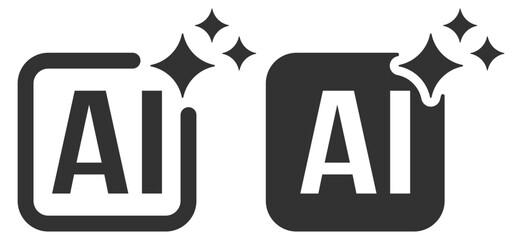 AI sparkle icon set on transparent background