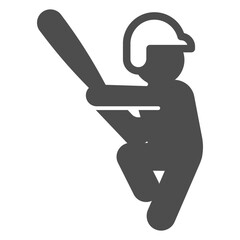 Baseball player with helmet and bat solid icon, baseball game concept. Vector graphics. Sportsman, sport sign on white background, glyph style icon for mobile or web design.