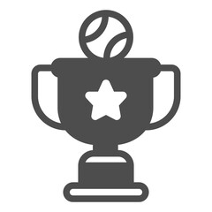 Baseball winner cup solid icon, baseball game concept. Vector graphics. Game trophy, sport award sign on white background, glyph style icon for mobile or web design.