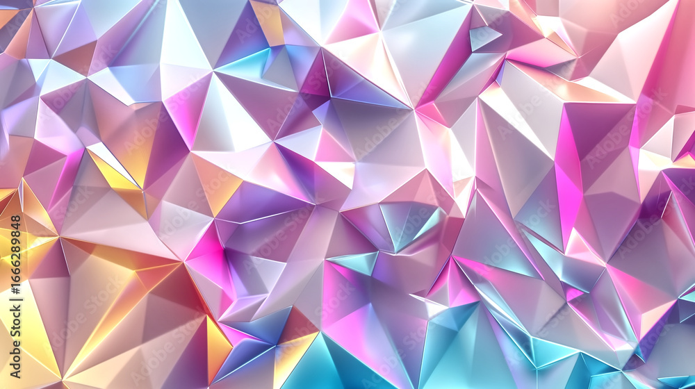 Poster 3d rendering of a colorful abstract background with low-poly tri