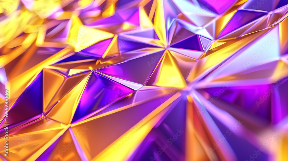 Poster 3d rendering of a colorful abstract background with low-poly tri