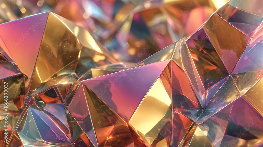 Poster 3d rendering of a colorful abstract background with low-poly tri