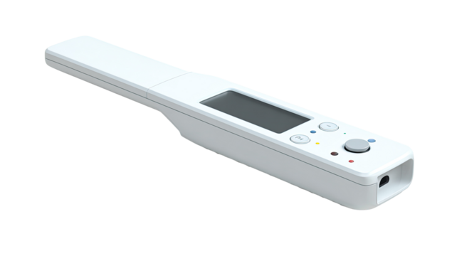 Handheld device, white, rectangular, with display - Powered by Adobe