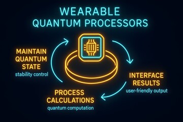  Advanced Wearable Quantum Computing Device on Wrist with Glowing Interface for Tech Research