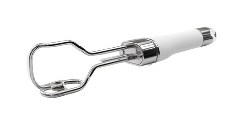 Stainless steel and white electric immersion stirrer