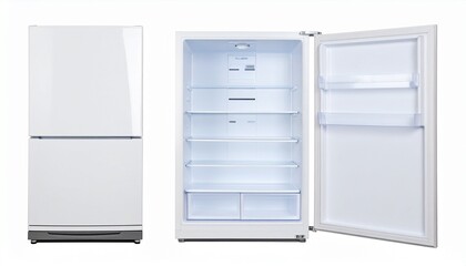 White Refrigerator, Empty, Open Door, Clean, Modern, Kitchen Appliance, Shelves, Freezer, Storage