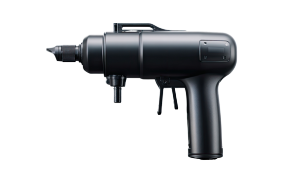 A dark, sleek, compact cordless drill/driver, presented in profile view against a black background.  It has a pistol-grip handle and a cylindrical body.
