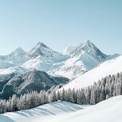 Winter snowy mountains panoramic view for travel and adventure branding