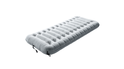 Light gray, rectangular inflatable mattress.  Features vertical, ribbed texture