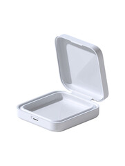 Open white square carrying case