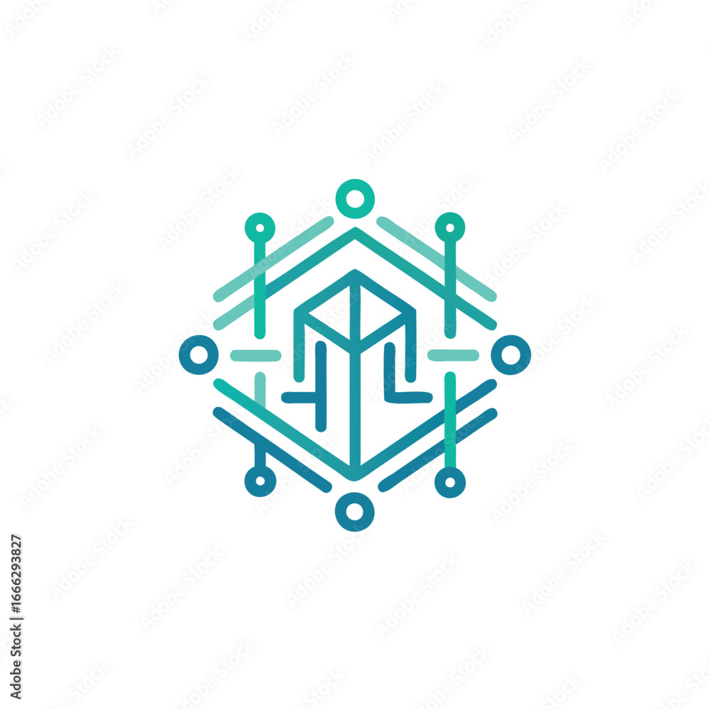 Aufkleber geometric hexagonal network with central abstract structure
