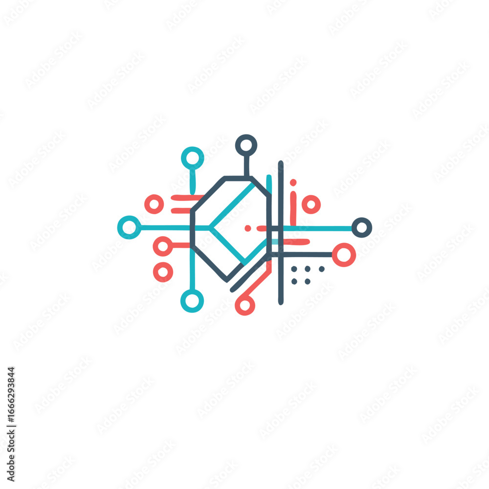 Aufkleber abstract geometric network connection with colorful nodes and lines