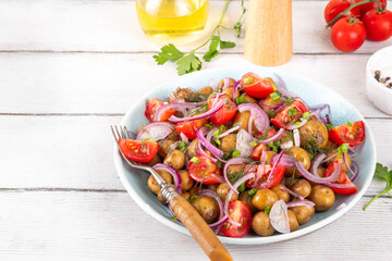 Homemade young potatoes salad