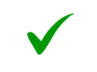 Bright green check mark illustration, perfect, symbol on transparent background