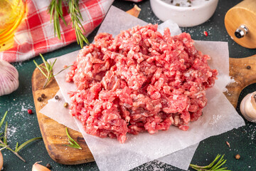 Ground beef, minced meat ready for cooking dinner