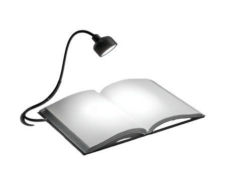 Open book illuminated by a flexible lamp (2) - Powered by Adobe