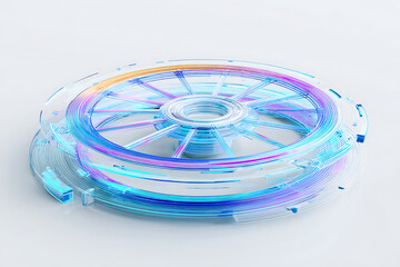 Abstract futuristic design of a vibrant circular structure with glowing neon lines, perfect for technology, data, and innovation