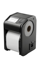 Obraz premium Compact, black label printer with paper roll