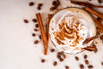 Cinnamon latte with whipped cream