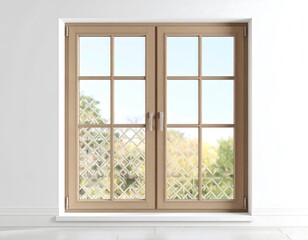 Fototapeta premium Light brown window with decorative panes