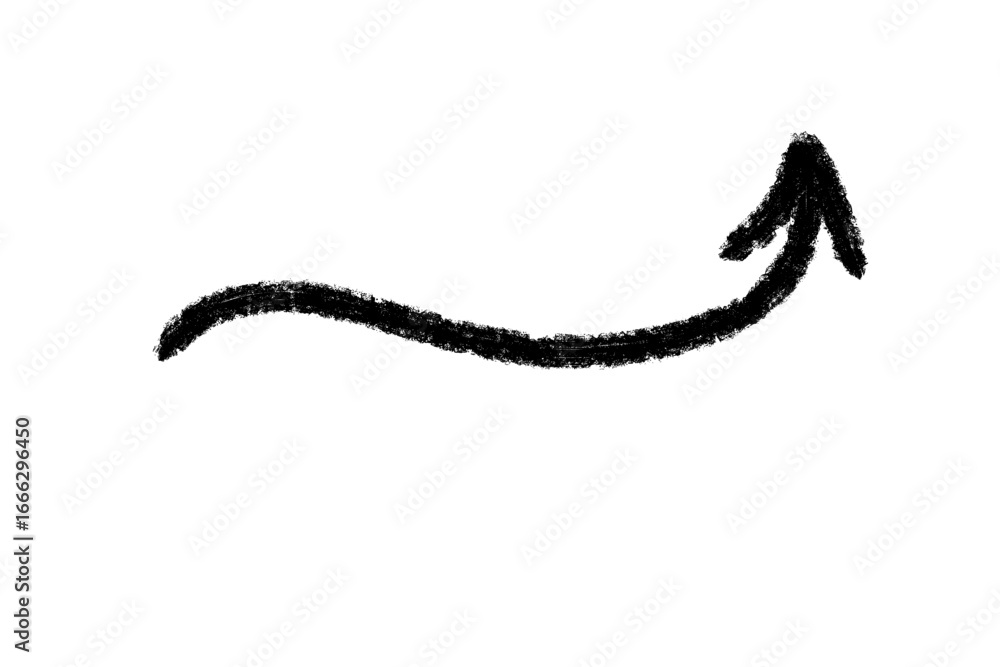 Poster bold black arrow pointing to the right direction, minimalist design element on transparent backgroun