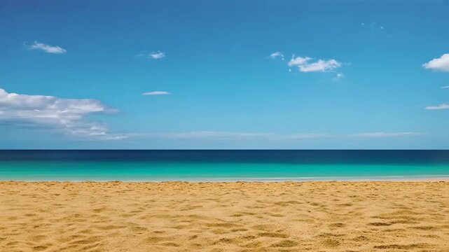 Tranquil beachscape with gentle waves and sunny sky