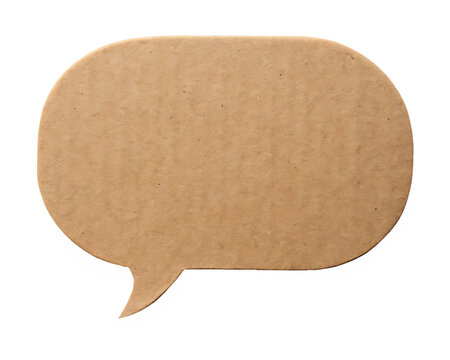 Brown cardboard speech bubble shape for messaging or communication concepts on isolated on white background ,PNG.AI Generated.