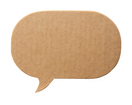 Brown cardboard speech bubble shape for messaging or communication concepts on isolated on white background ,PNG.AI Generated.