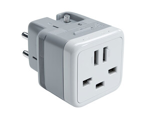 Gray and white travel adapter