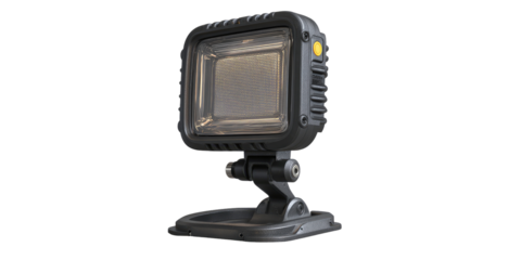 Gray square portable work light with adjustable stand