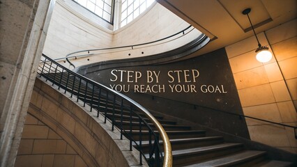 Obraz premium Inspirational Staircase Quote Journey to Success Motivation