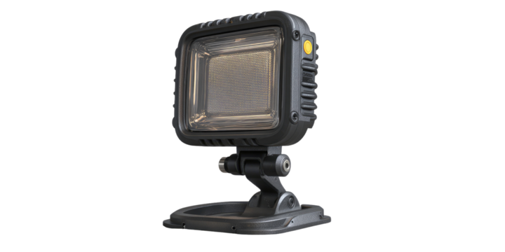Gray square portable work light with adjustable stand
