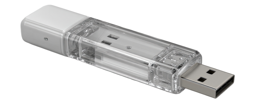 Clear plastic rectangular USB flash drive