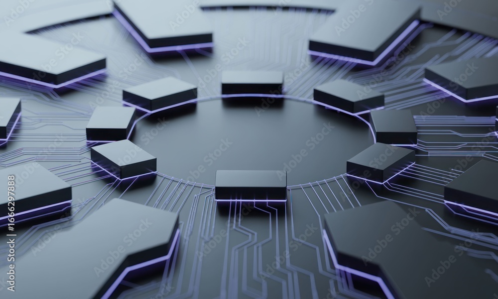 Aufkleber abstract circuit board with glowing components (1)