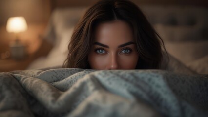 Fototapeta premium Close-up woman in bed