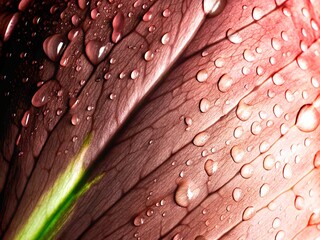 Fototapeta premium water drops on leaf. leaf, water, nature, drop, rain, dew, plant, macro, drops, wet, closeup, leaves, abstract, texture, droplets, droplet, raindrop, flower, freshness, grass, close-up, garden, summer