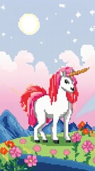 Naklejka premium Cross stitch unicorn livestock graphics mammal.